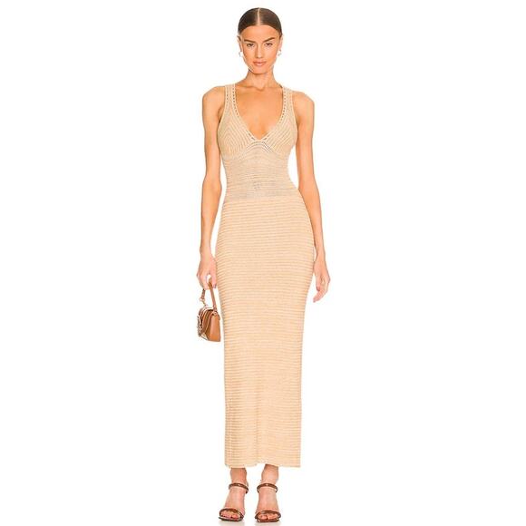 Torn by Ronny Kobo Darcey Snowy Knit Crochet Dress in Lark and White Medium - Picture 1 of 11